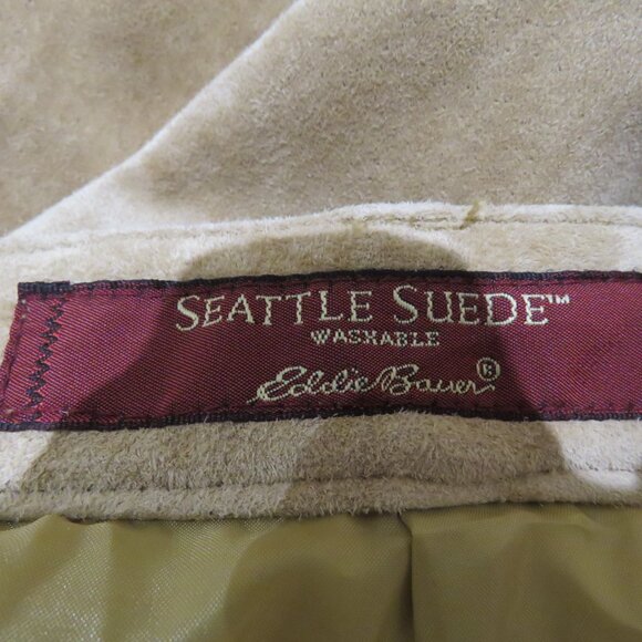 VINTAGE EDDIE BAUER Seattle Suede Washable Leather Midi Skirt Sz 10 Boho Granola - Picture 13 of 14